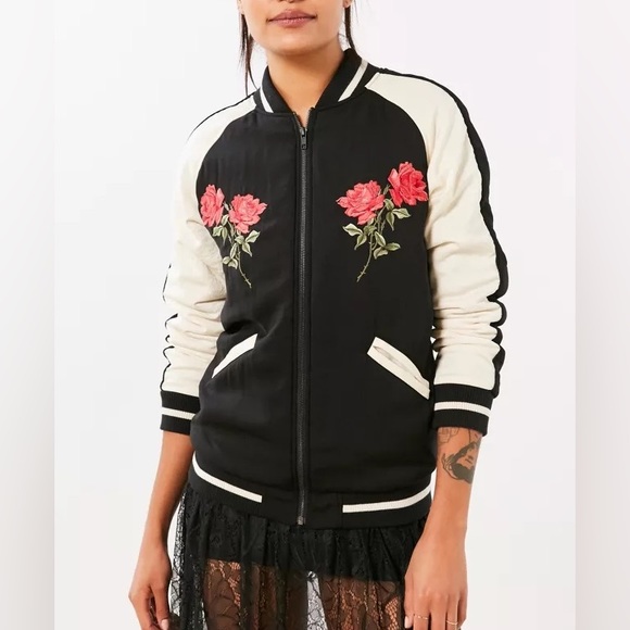 Capulet Silk Bomber with Rose Embroidery XS - Picture 3 of 14